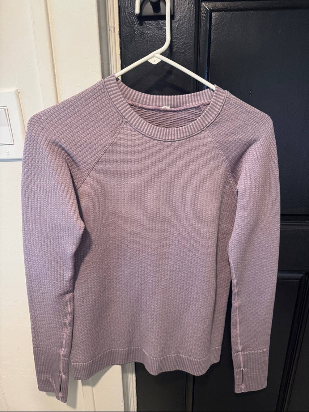 Women's Lavender Crewneck Waffle Knit Pullover